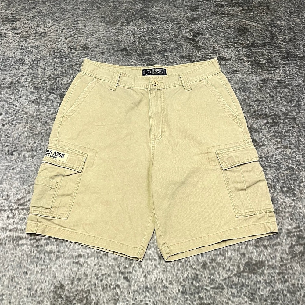 Vintage Y2K U.S. Polo Assn Cargo Shorts Mens 34 Beige Baggy Skater